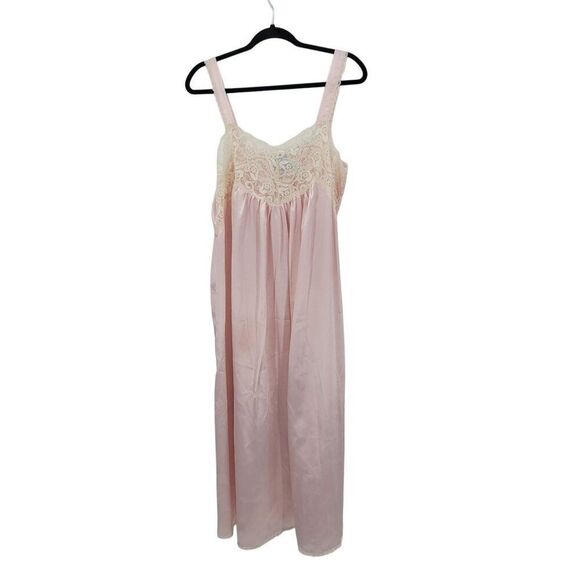 Vintage Sugar Plum Pastel Pink Nightgown Lace Trim Maxi Sz M Feminine Flowy - Picture 9 of 9